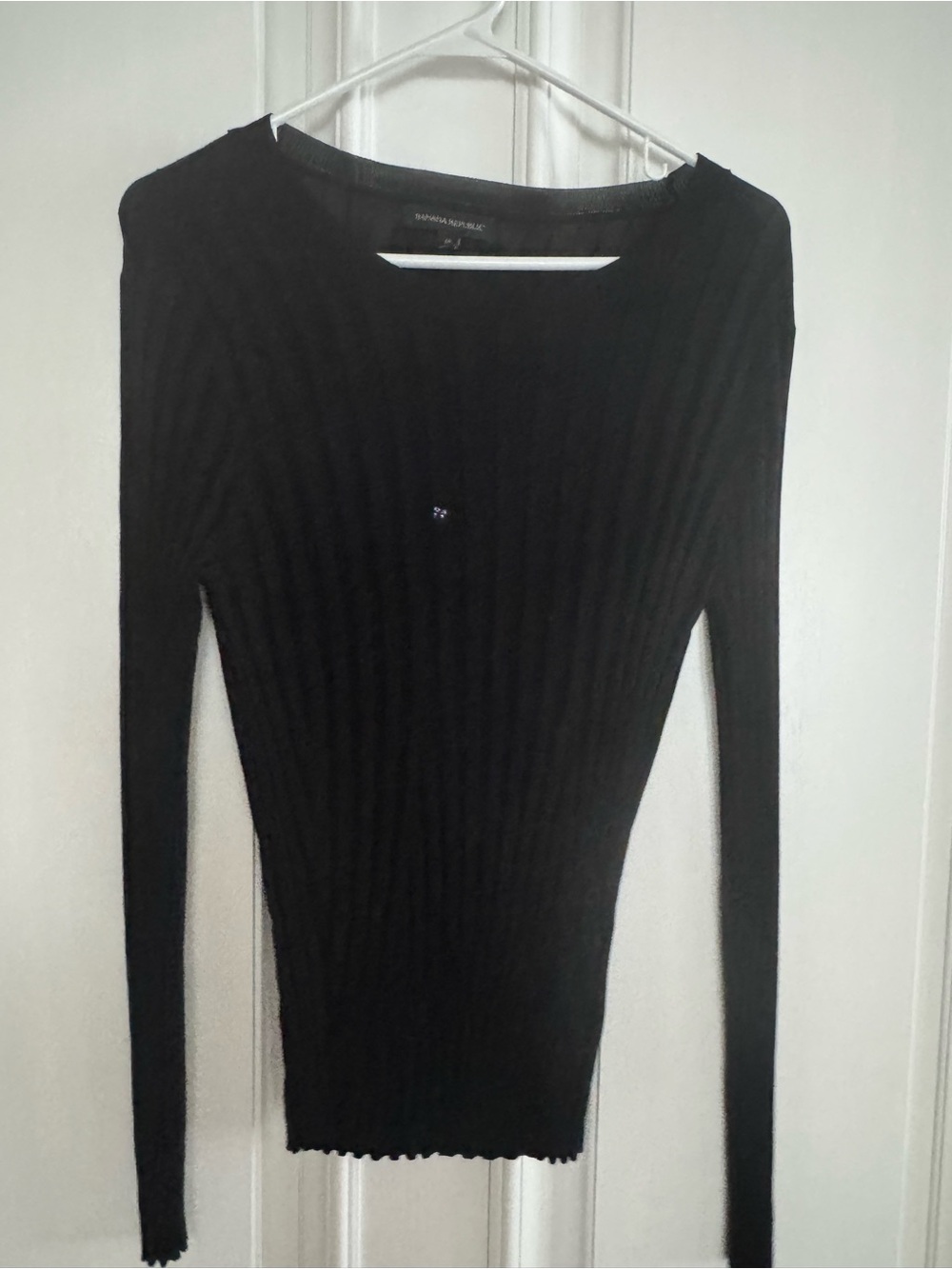 Banana Republic Black Ribbed Crewneck Sweater